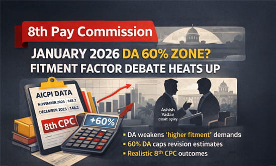8th Pay Commission: Why January 2026 DA near 60% matters for the Fitment Factor debate?