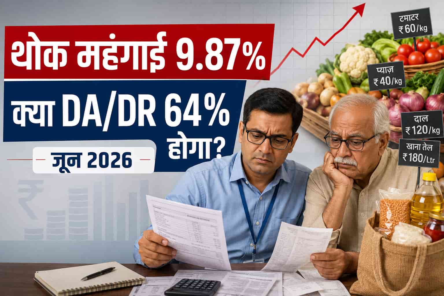 WPI 9.87% के बाद July 2026 DA कितना बढ़ सकता है? 63% और 64% का पूरा गणित